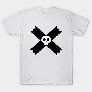 Skeletal Elegance: Black Cross with White Skull T-Shirt